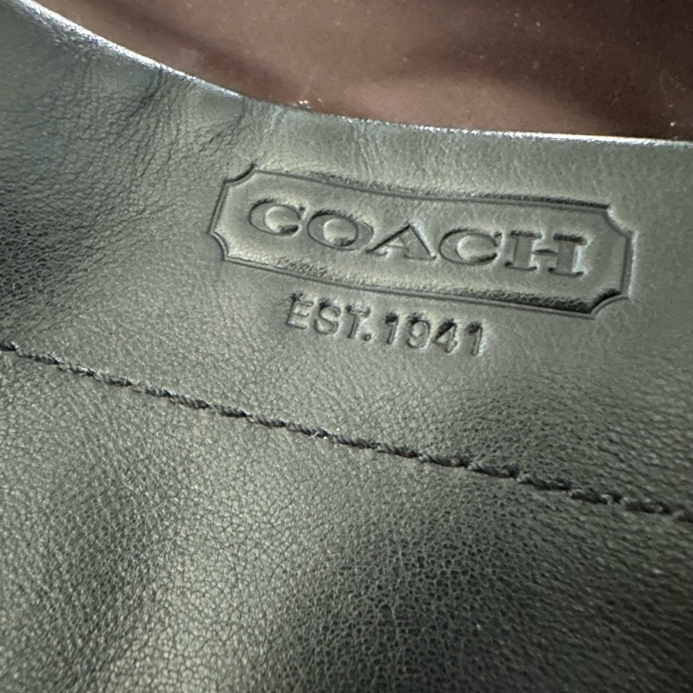 Coach Black Leather Shoulder Bag with Brass Hardware - Picture 6 of 10